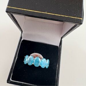 Bomb Party The Serendipity Ring RG37984 Blue Topaz Ice Crystal Rose Gold Plating